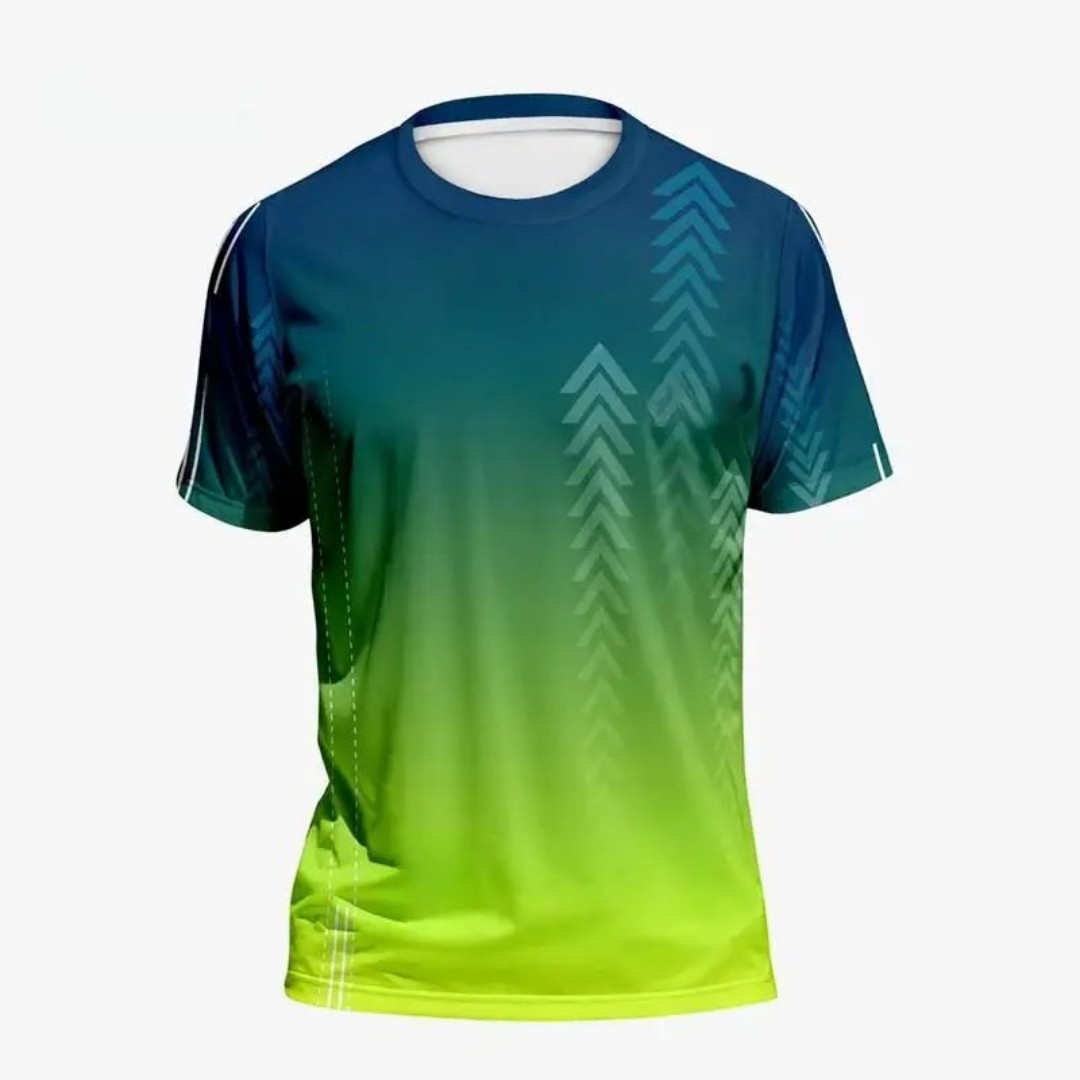 Table Tennis Club Jersey - เสื้อยืดคอกลมผู้ชายสำหรับเล่นแบดมินตันในฤดูร้อน ลายไล่สี สวมใส่สบาย ระบายอากาศได้ดี เหมาะสำหรับกีฬากลางแจ้ง ขายดี