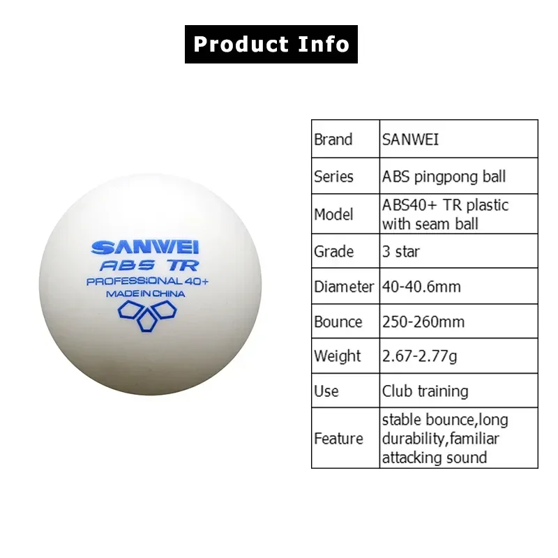 ลูกปิงปอง SANWEI-ABS TR 3 ดาว  - Table Tennis Game Pc บทวิจารณ์และราคา